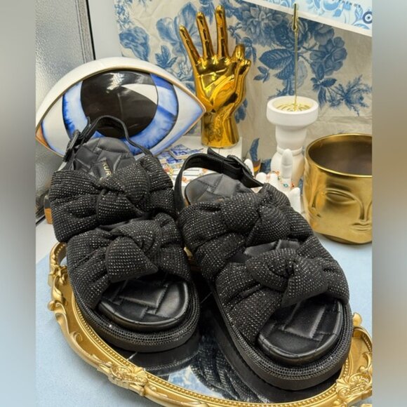 🆕 KURT GEIGER LONDON 🧿 NWOB Orson Knot Crystal Bejewelled Sandal, Black - Sz 7 - Picture 4 of 14